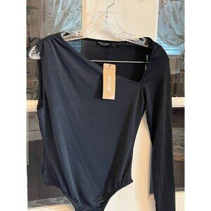 Nastygal Cut Out Long Sleeve Black Bodysuit Size Size 6